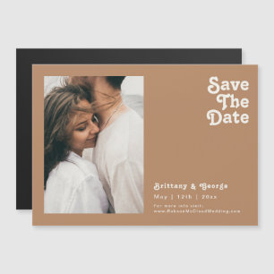 Invitation Magnétique Plage Retro   Brown Horizontal Enregistrer La Date