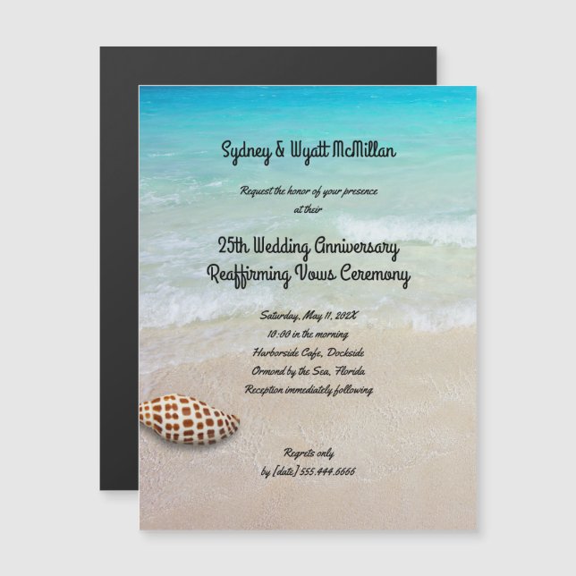 Invitation Magnétique Plage tropicale - Renouvellement des voeux / Cérém (Devant / Derrière)