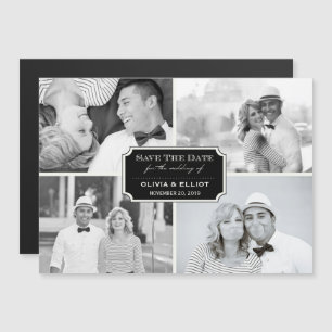 Invitation Magnétique Plaque vintage Classique Quatre Photo Enregistrer 