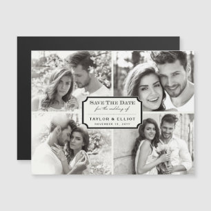 Invitation Magnétique Plaque vintage Classique Quatre Photo Enregistrer 