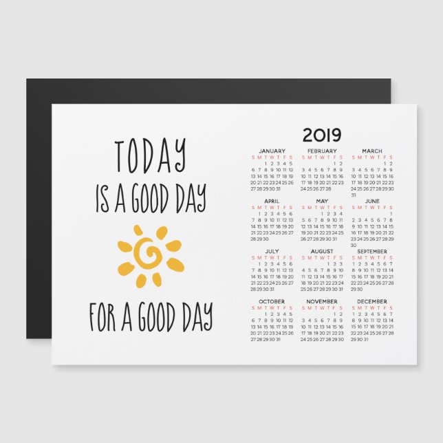 Invitation Magnétique Plat 2019 du calendrier Inspirational 2019 de 5 po (Devant / Derrière)