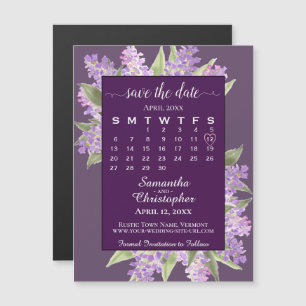 Invitation Magnétique Plum Purple Lilacs Mariage Enregistrer la date Cal