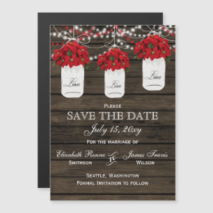 Invitation Magnétique Poche en bois poinsettias bocal en maçon enregistr