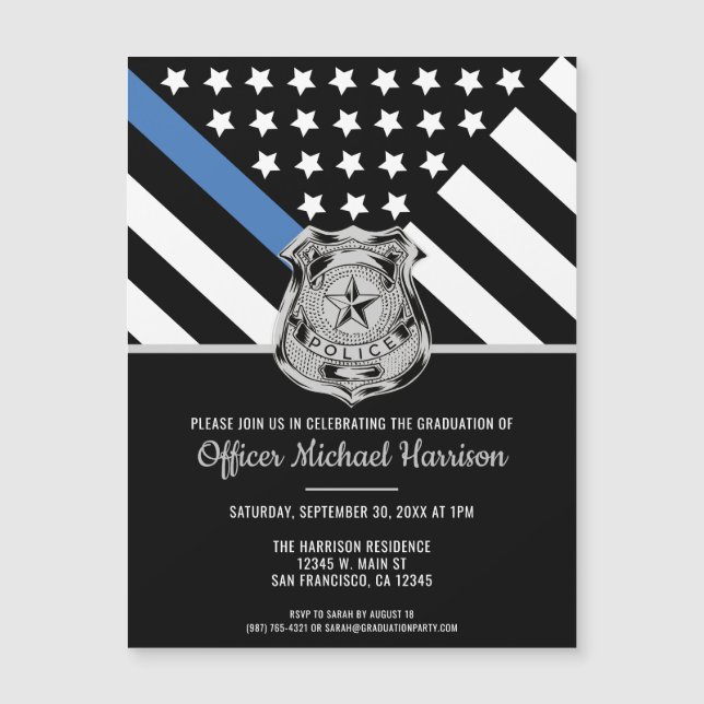 Invitation Magnétique Police Academy Police Law Enforcement Party (Devant)