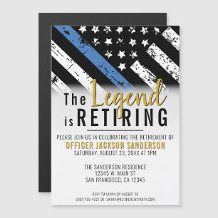 Invitation Magnétique Police Retraite Ligne bleue Drapeau Application de