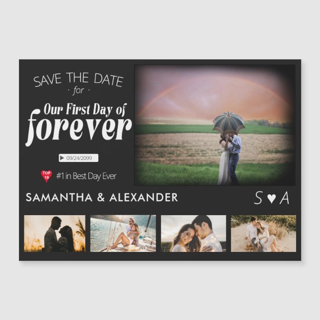 Invitation Magnétique Poster de cinéma Forever 5 Mariage photo Enregistr (Devant)