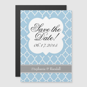 Invitation Magnétique Poudre Bleu Quatrefoil Enregistrer l'aimant de dat