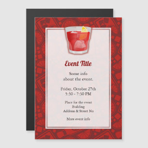 Invitation magnétique pour cocktail Negroni