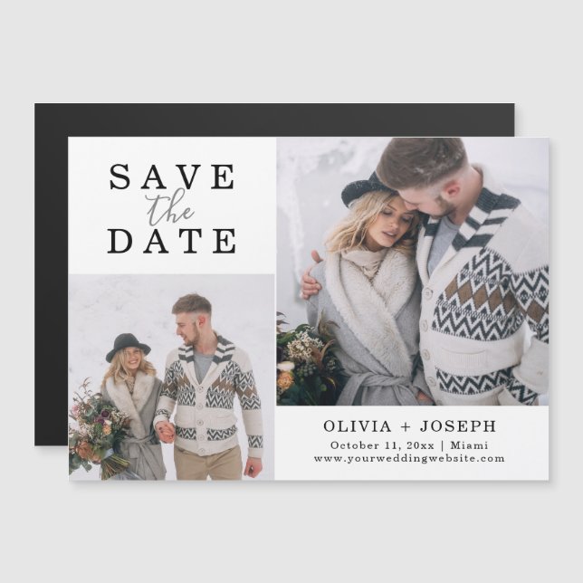 Invitation Magnétique Préciser | Deux Mariages Photo Enregistrer La Date (Devant / Derrière)