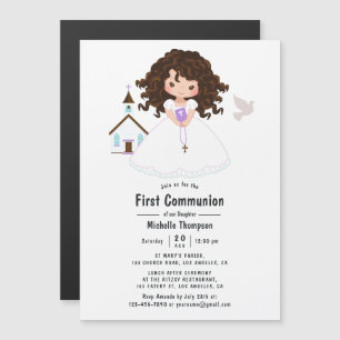 Invitation Magnétique Première communion d'une fille