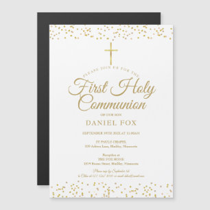 Invitation Magnétique Première communion sainte de la poussière d'or
