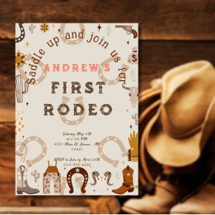 Invitation Magnétique Première ferrure de cheval de rodéo modèle Country