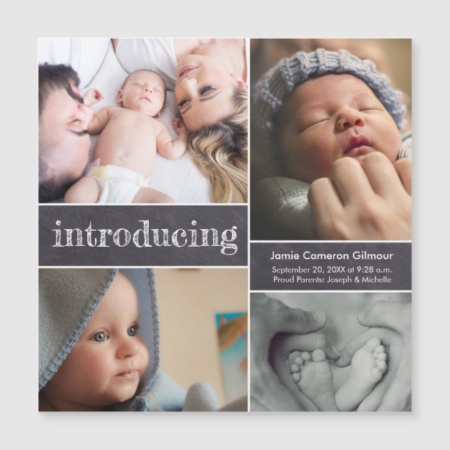 Invitation Magnétique Présentation de baby Chalkboard Lettering CustomPh (Devant)
