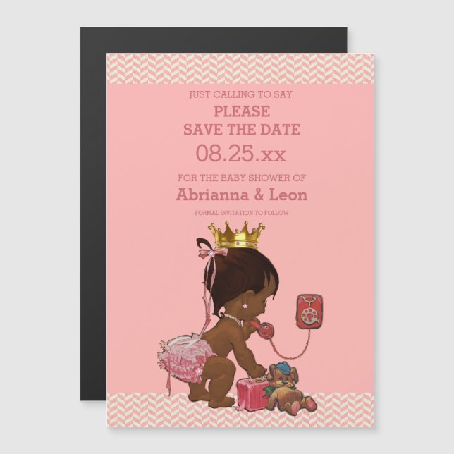 Invitation Magnétique Princesse Ethnique sur téléphone Enregistrer la da (Devant / Derrière)