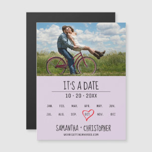Invitation Magnétique Purple It's a Date Custom Photo Fiançailles
