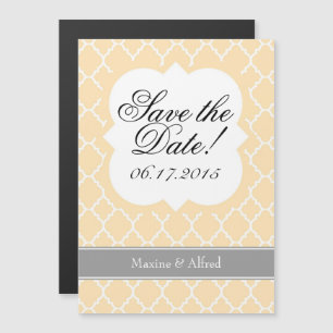 Invitation Magnétique Quatrefoil Blanc Crème Ivoire Enregistrer l'aimant