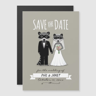 Invitation Magnétique Raccoons mariage Enregistrer la date