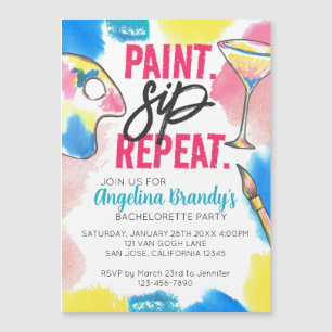 Invitation Magnétique Rainbow Paint Sip Répétition Bachelorette Party
