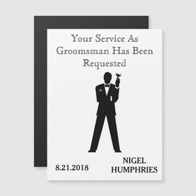 Invitation Magnétique Rappel de témoin ou garçon d'honneur (Devant / Derrière)