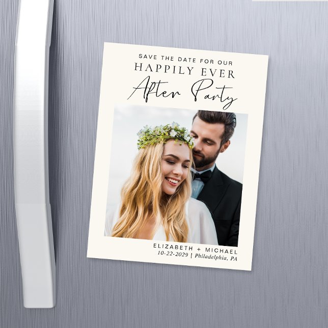 Invitation Magnétique Réception Mariage Photo Cream Enregistrer La Date (Créateur téléchargé)