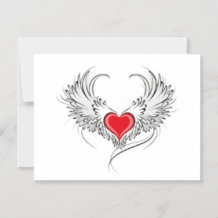 Invitation Magnétique Red Angel Coeur avec ailes