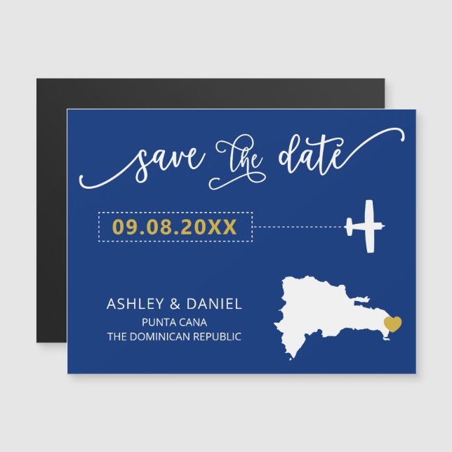 Invitation Magnétique République Dominicaine Mariage Enregistrer la cart (Devant / Derrière)