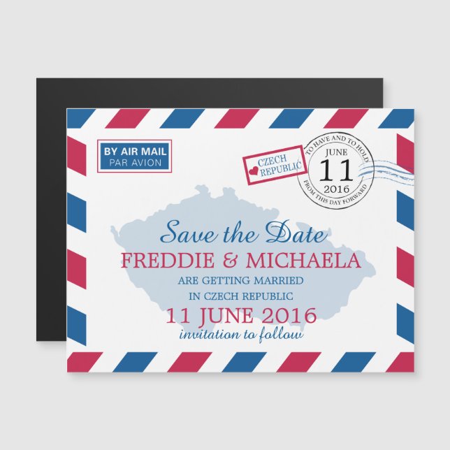Invitation Magnétique République tchèque | Save the date (Devant / Derrière)