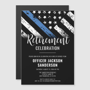 Invitation Magnétique Retraite de police Ligne bleue mince Exécution de