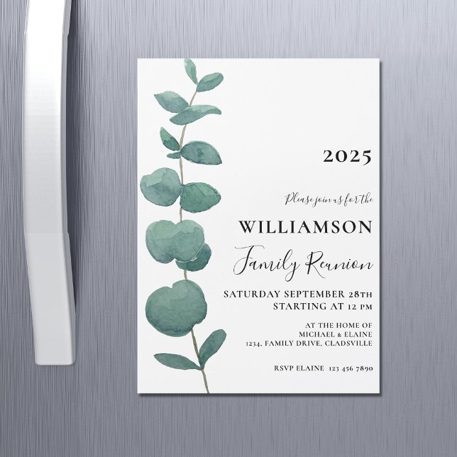 Invitation Magnétique Réunion de famille Eucalyptus moderne (Créateur téléchargé)