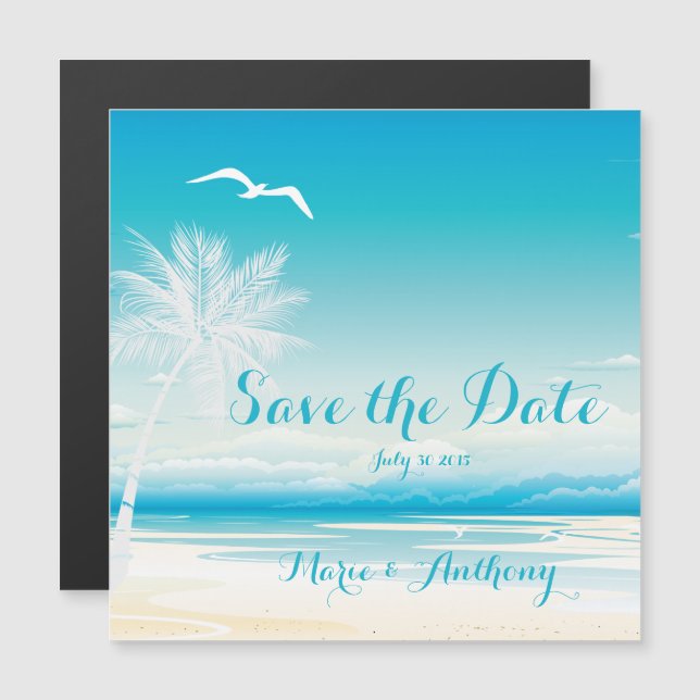 Invitation Magnétique RÊVES DE L'OCÉAN TROPICAL Enregistrer la date (Devant / Derrière)
