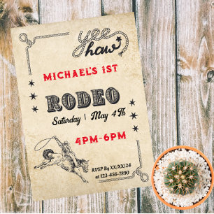 Invitation Magnétique Rodeo Western Riding Cowboy Rodéo Anniversaire