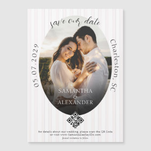 Invitation Magnétique Romantique 1 Photo Gribouillage Code QR Date à ret