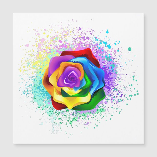 Invitation Magnétique Rose arc-en-ciel coloré (Devant)