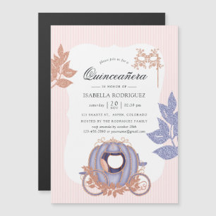 Invitation Magnétique Rose Gold et Paillettes de Lilas Princesse Quincea