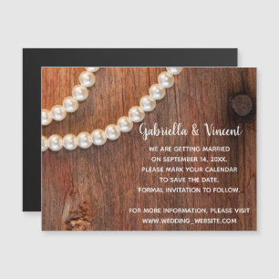 Invitation Magnétique Rustic Pearls Country Grotte Mariage Enregistrer l