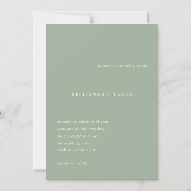 Invitation Magnétique Sage Green Simple Modern Wedding (Recto)