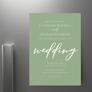 Invitation Magnétique Sage Green Typographie simple Mariage extérieur