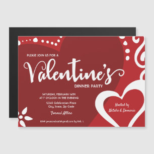 Invitation Magnétique Saint Valentin Rouge et blanc Coeur moderne