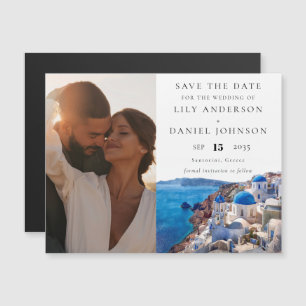 Invitation Magnétique Santorin Grèce Photo Mariage Enregistrer La Date