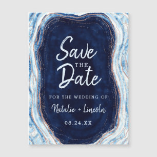 Invitation Magnétique Sapphire Blue Geode Slice Wedding Enregistrer la d