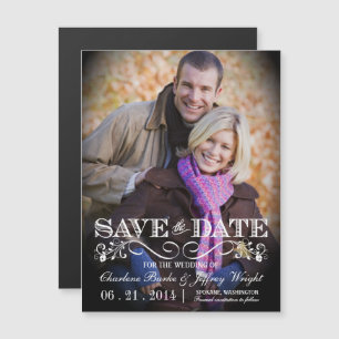 Invitation Magnétique Sauvegarder la date Mariage rustique  photo magnét
