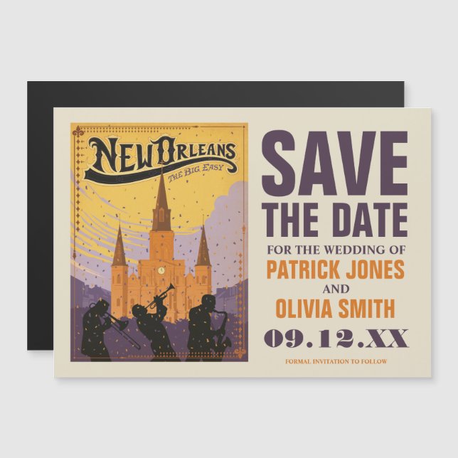 Invitation Magnétique Save the date | Nouvelle-Orléans, LA (Devant / Derrière)
