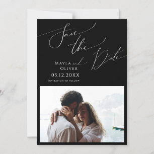 Invitation Magnétique Script minimaliste Whimsical   Noir Enregistrer La