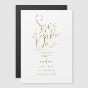 Invitation Magnétique Script Moderne Chic Mariage Or Enregistrer La Date