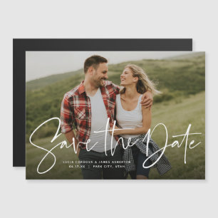 Invitation Magnétique Script moderne photo simple enregistrer la date