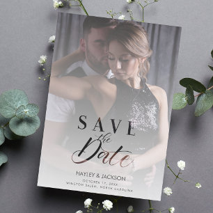 Invitation Magnétique Script photo moderne Vellum Transparency Mariage