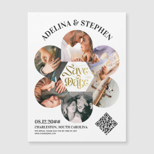 Invitation Magnétique Script Simple Moderne 6 Photo QR CODE Enregistrer