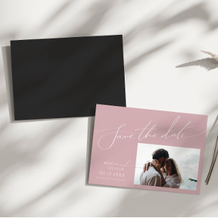 Invitation Magnétique Script Whimsical Rose Horizontal Enregistrer La
