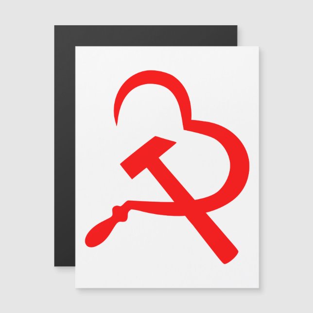 Invitation Magnétique Sickle And Hammer, Heart, Love, Communism (Devant / Derrière)
