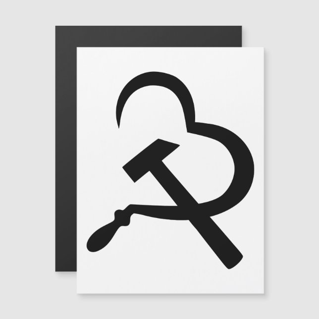 Invitation Magnétique Sickle And Hammer, Heart, Love, Communism (Devant / Derrière)